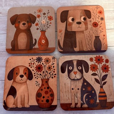 Set of 4 Puppy Dog Coasters
