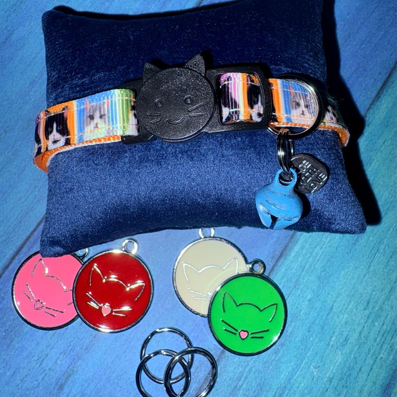 Deluxe Handmade Cat Gallery Collar Complete With Whiskers Enamel Tag
