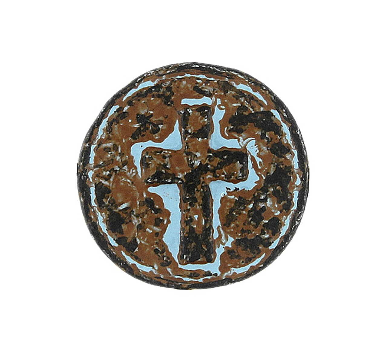 12 Pieces Cross Heraldry Metal Shank Buttons. 15mm (19/32 inch) (Blue Patina Varnish)