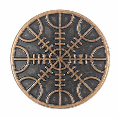 12 Pieces Viking Helm of Awe Pattern Metal Shank Buttons. 23mm (7/8 inch) (Antique Copper)