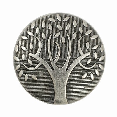 10 Pieces Big Tree Pattern Metal Shank Buttons. 25mm (1 inch) (Gray Silver)