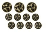 Celtic Horses Metal Shank Buttons. Blazer Button Set. 3 Pcs of 25mm, 8 Pcs of 18mm (Antique Brass)