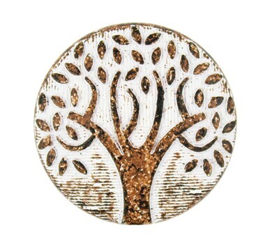 10 Pieces Big Tree Pattern White Rust Varnished Metal Shank Buttons. 25mm (1 inch)