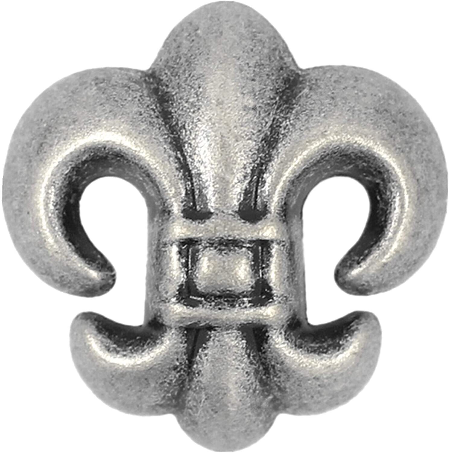 12 Pieces Fleur-De-Lis Metal Shank Buttons. 16mm (5/8 inch) (Antique Silver)