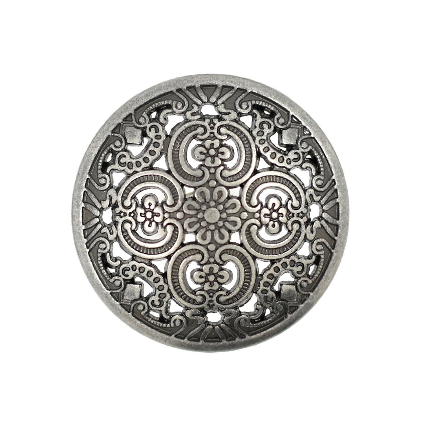 12 Pieces Flowery Engraving Openwork Domed Gray Silver Metal Shank Buttons 18mm (11/16 inch)