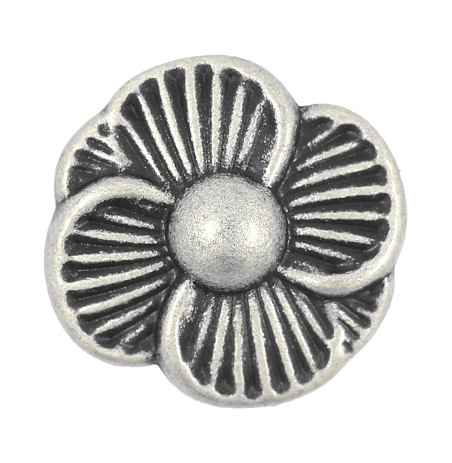 12 Pieces Blooming Flower Metal Shank Buttons. 21mm (13/16 inch) (Antique Silver)