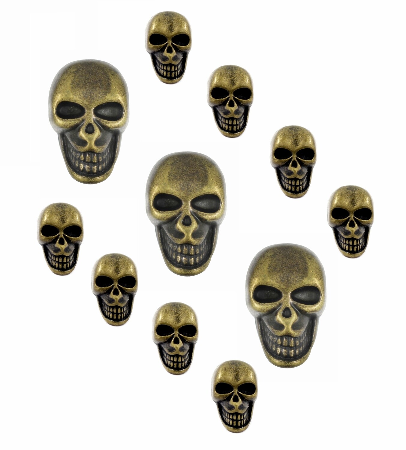 Skull Antique Brass Metal Shank Buttons. Blazer Button Set. 3 Pcs of 25mm, 8 Pcs of 16mm