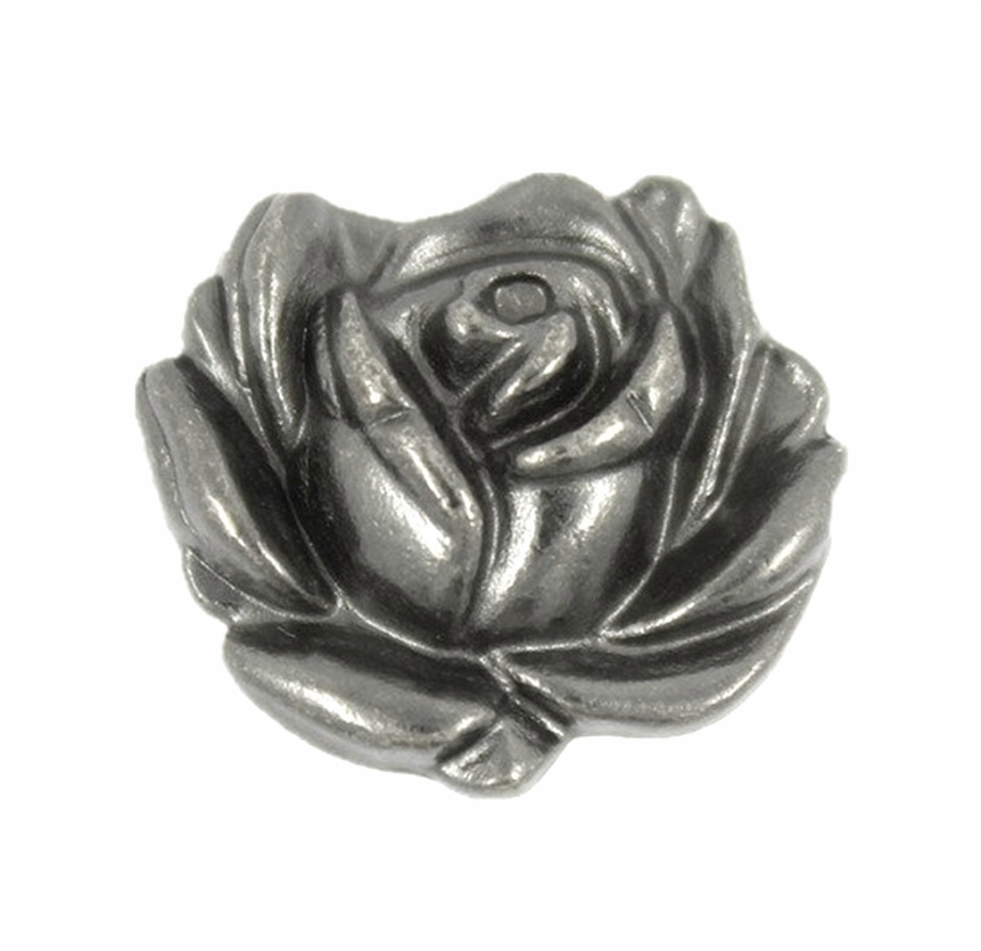 12 Pieces Rose in Full Bloom Metal Shank Buttons. 20mm (3/4 inch) (Gray Silver)