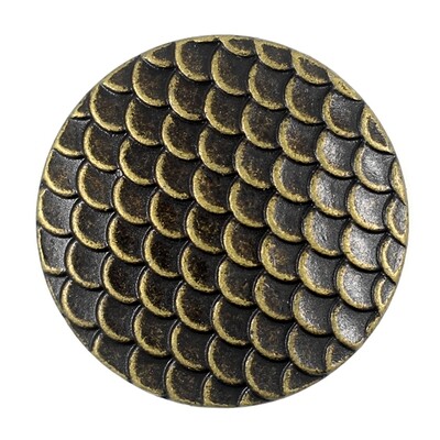 10 Pieces Dragon Scales Metal Shank Buttons. 23mm (7/8 inch) (Antique Brass)