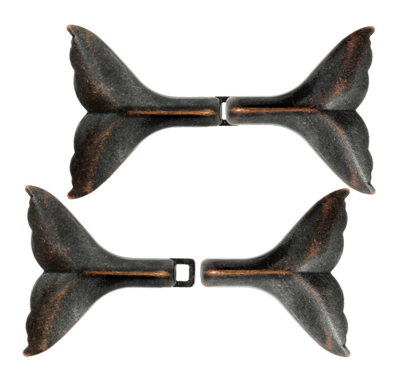 3 Pairs Whale Tail Cape or Cloak Clasp Fasteners. 62mm x 35mm Fastened. Sew On Hooks and Eyes Cardigan Clip (Black Copper)