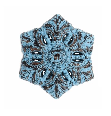 12 Pieces Snowflake Metal Shank Buttons 20mm (3/4 inch) (Blue Patina Varnished)