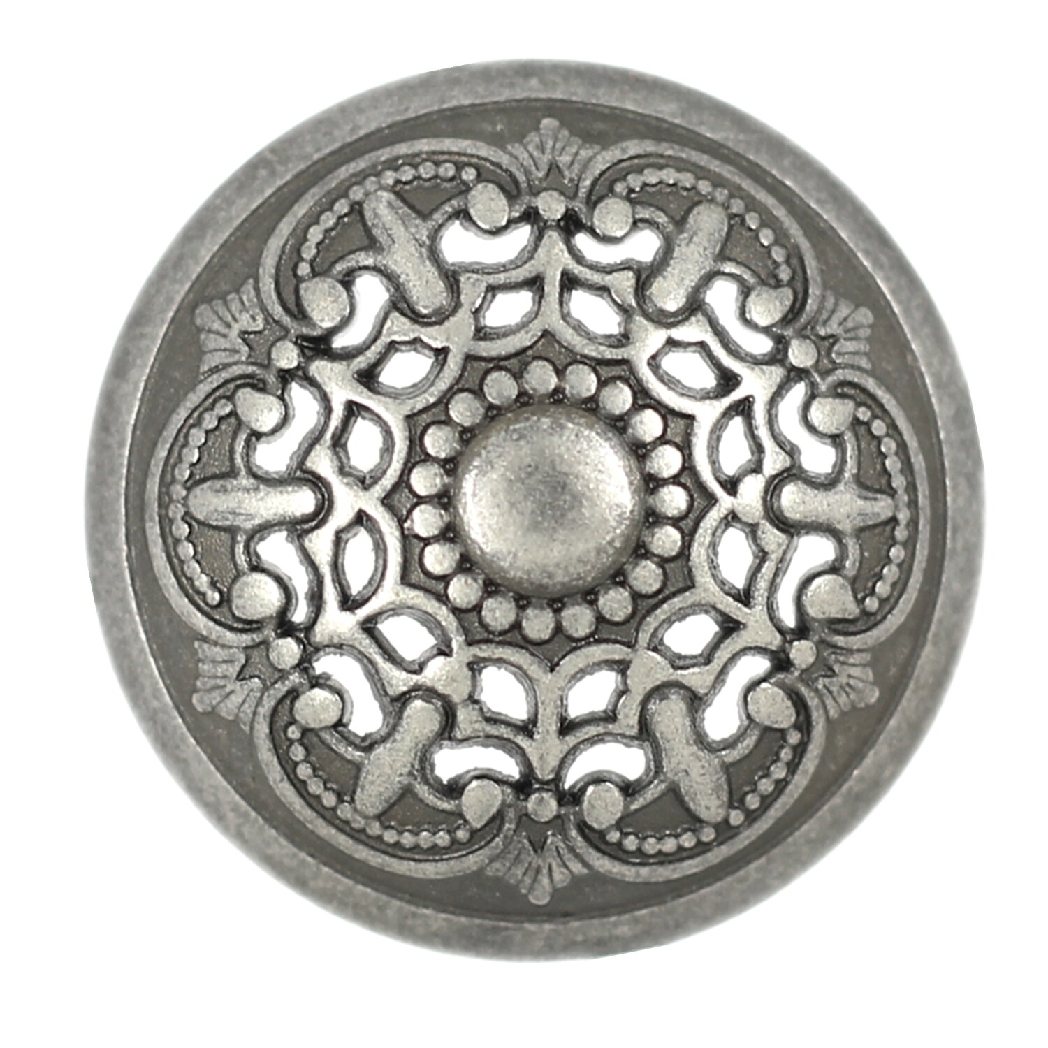 10 Pieces Medieval Filigree Openwork Domed Gray Silver Metal Shank Buttons 22mm (7/8 inch)