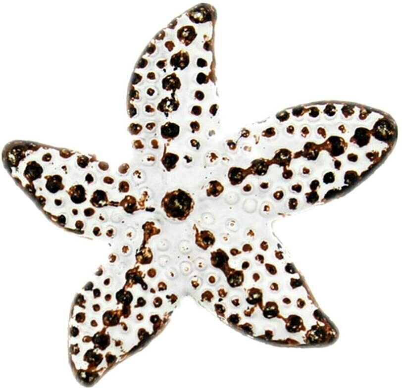 12 Pieces Starfish White Rust Patina Varnished Metal Shank Buttons 19mm (White Rust)
