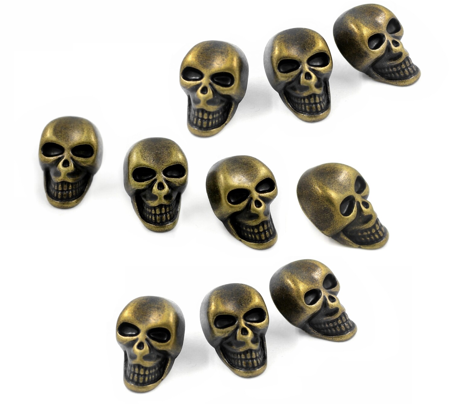 10 Pieces Skull Antique Brass Buttons. 25mmX16mm. (Antique Brass)