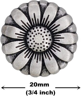 Cute Funky Flowers Metal Shank Button Openwork Petal Antique Silver Color 7/8" 