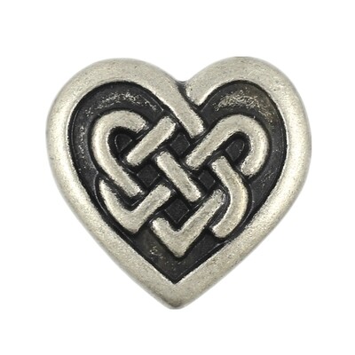 12 Pieces Heart Love Woven Metal Shank Buttons. 19mm (11/16 inch) (Antique Silver)