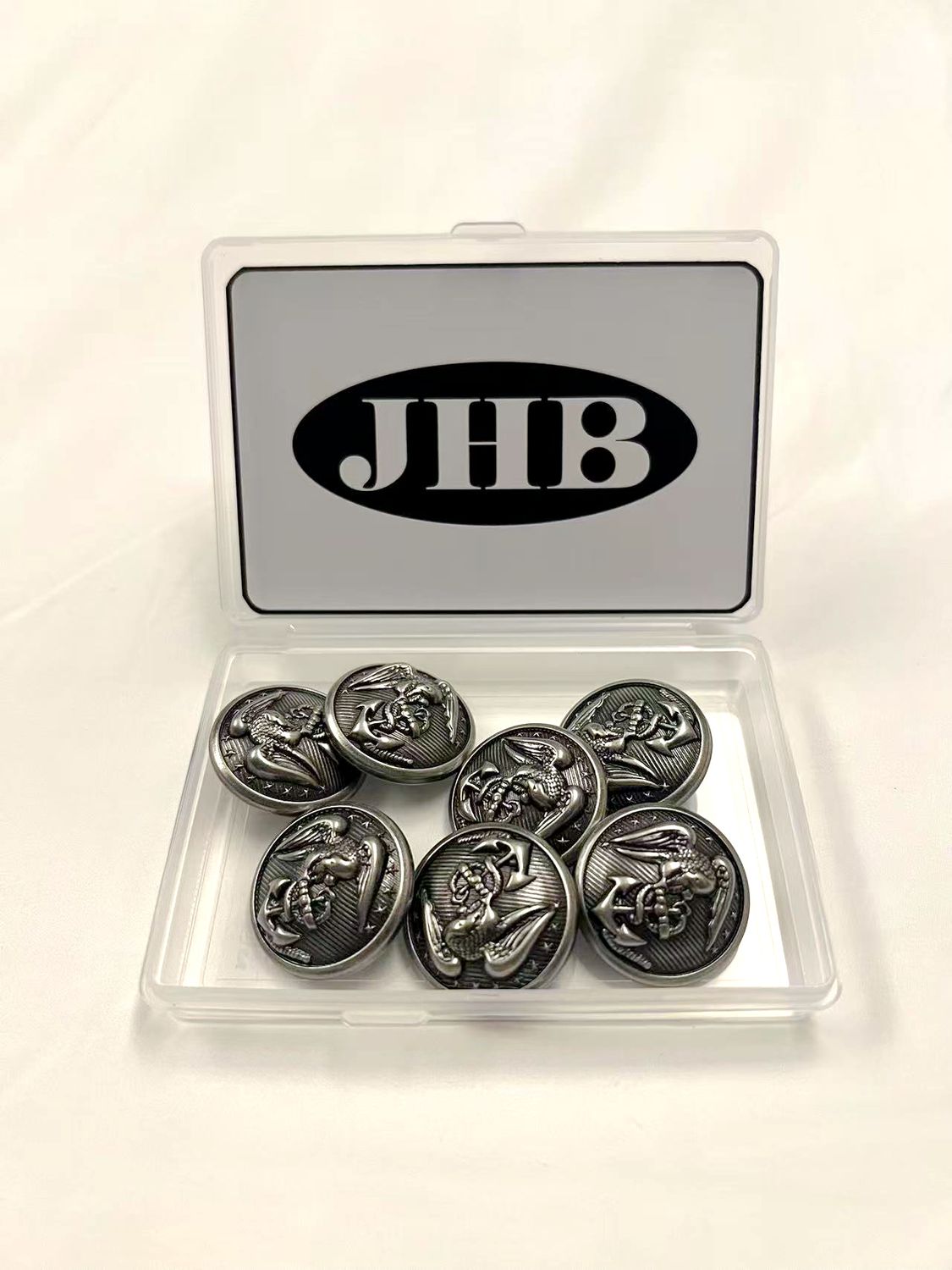 JHB Silver Metal Buttons. 7 Pieces 25mm (1 inch)
