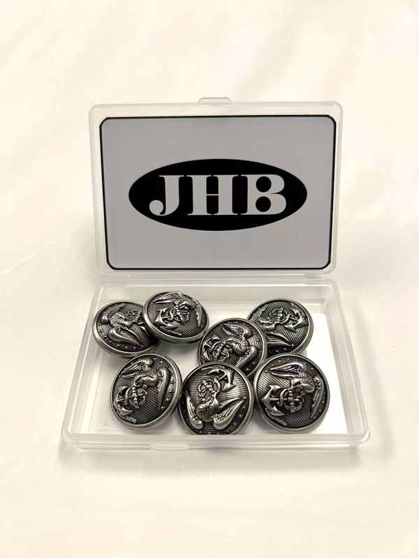 JHB Silver Metal Buttons. 7 Pieces 25mm (1 inch)