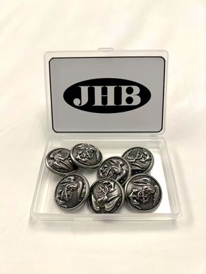 JHB Silver Metal Buttons. 7 Pieces 25mm (1 inch)
