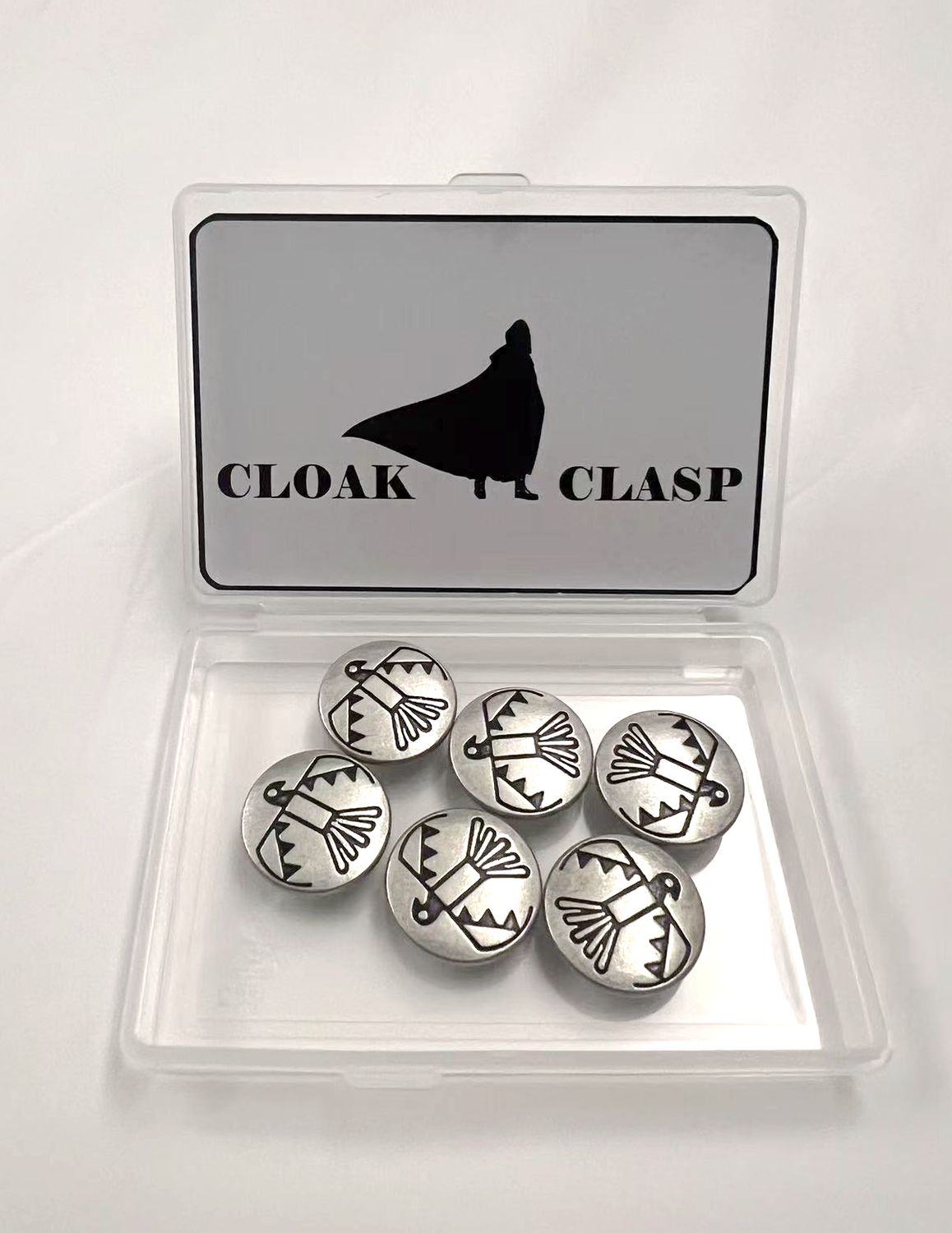 Cloak Clasp Silver Metal Buttons. 6 Pieces 20mm (3/4 inch)