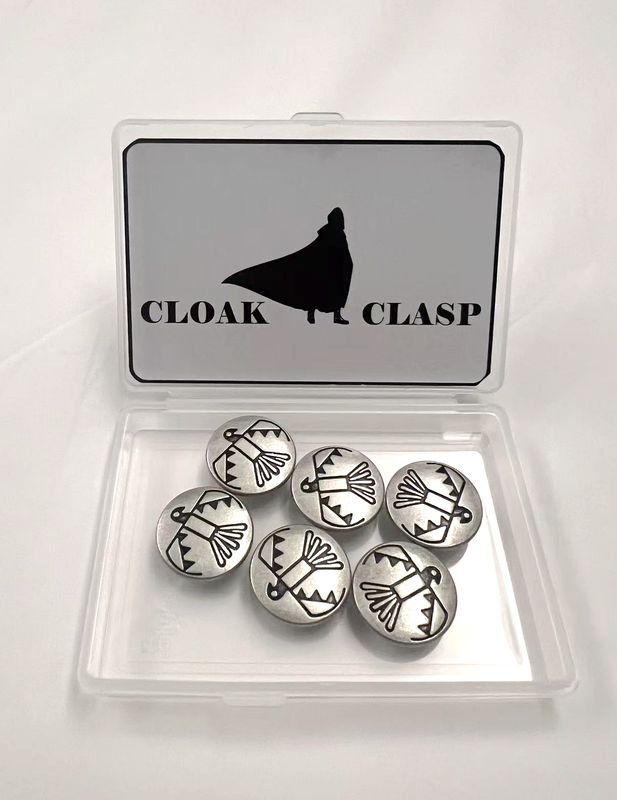 Cloak Clasp Silver Metal Buttons. 6 Pieces 20mm (3/4 inch)
