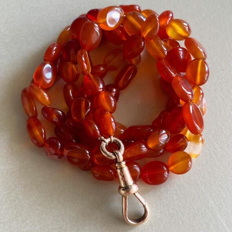 OOAK CARNELIAN NECKLACE W/ GOLD DOGCLIP