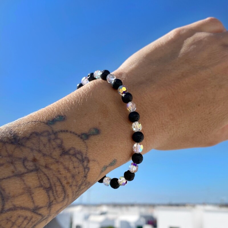 Schimmer Kristall + Lava Armband - abwechselnd