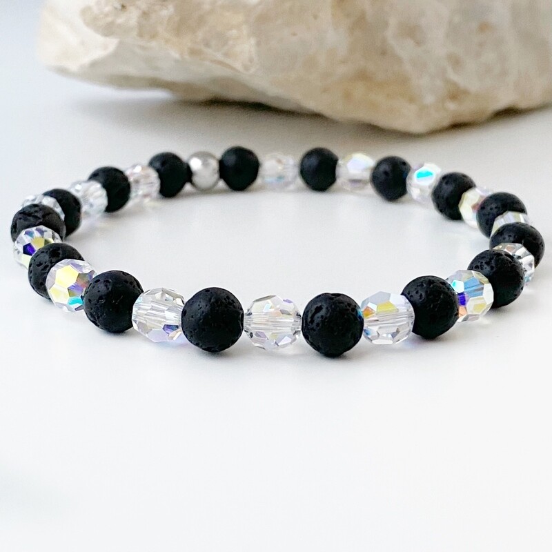 Schimmer Kristall + Lava Armband - abwechselnd