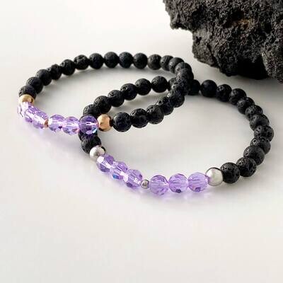 Lila Kristall + Lava - Solo Charm Armband