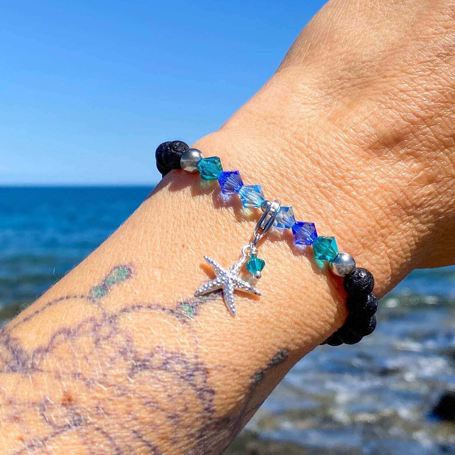 Meeresfarben Kristall + Lava - Solo Charm Armband