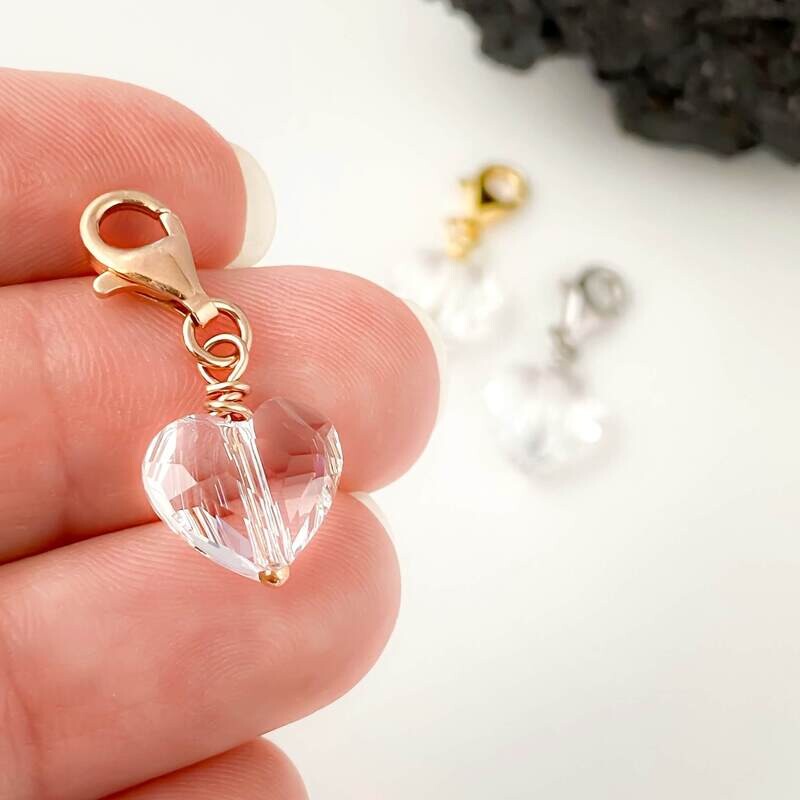 Kristall Herz Charm - klar