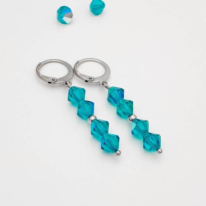 Türkis Kristall Ohrringe - pur