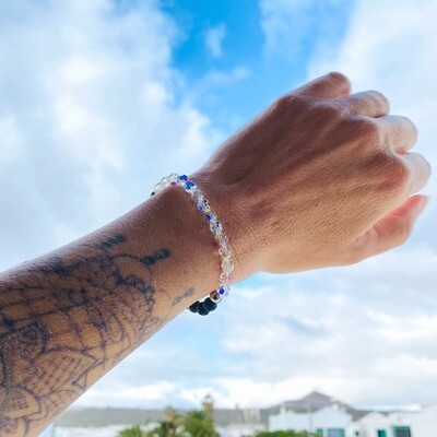 Schimmer Kristall + Lava Armband halb - halb