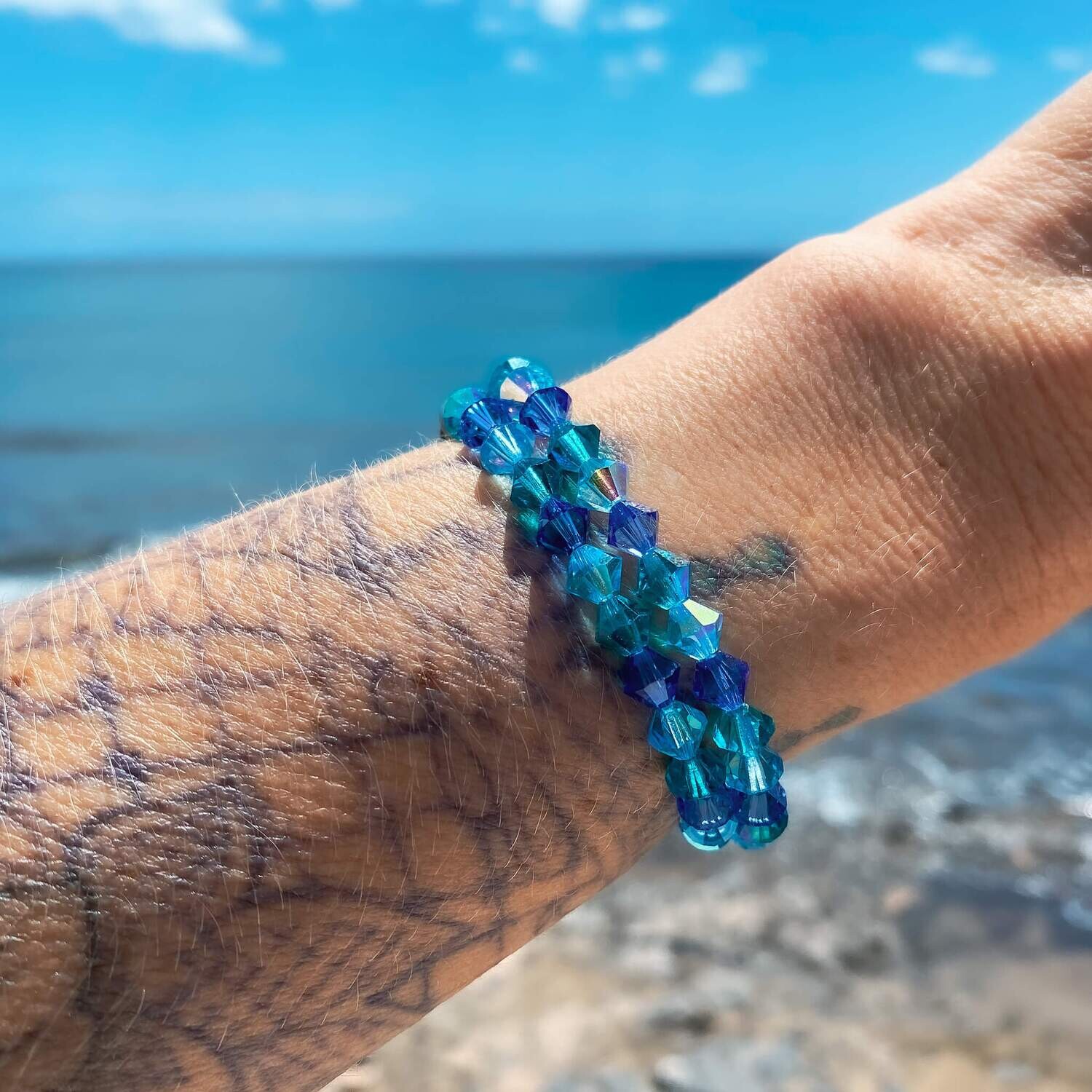 Meeresfarben Kristall Armband - Pur
