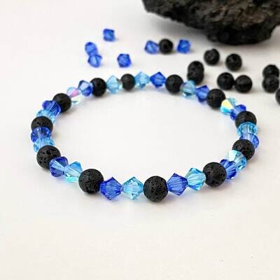 Lava Armband + Kristall - zweifarbig