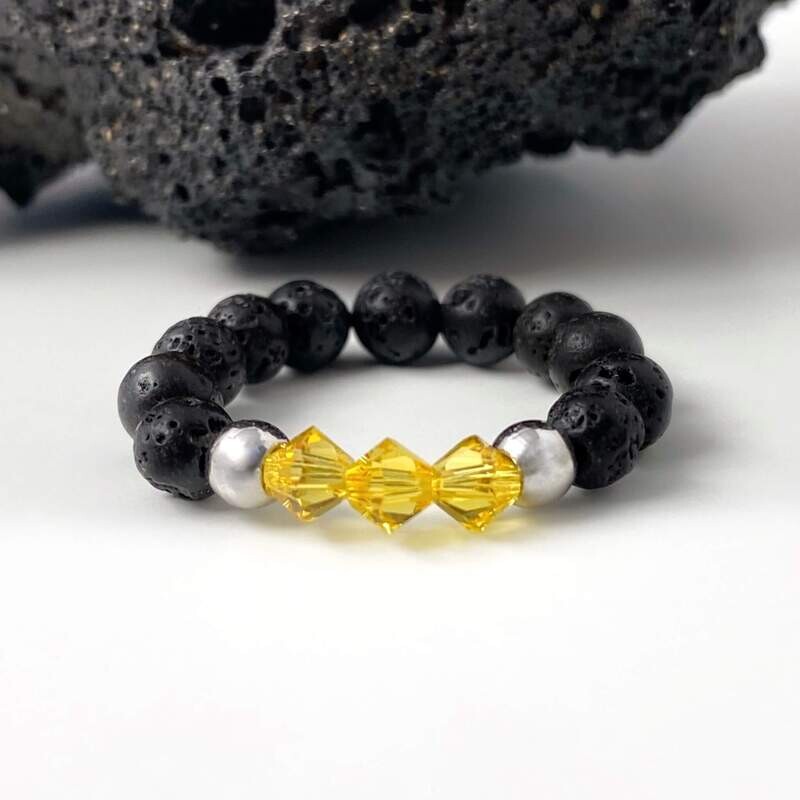 Lava + Kristall Ring - goldgelb