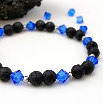 Blau Kristall + Lava - Charm Armband