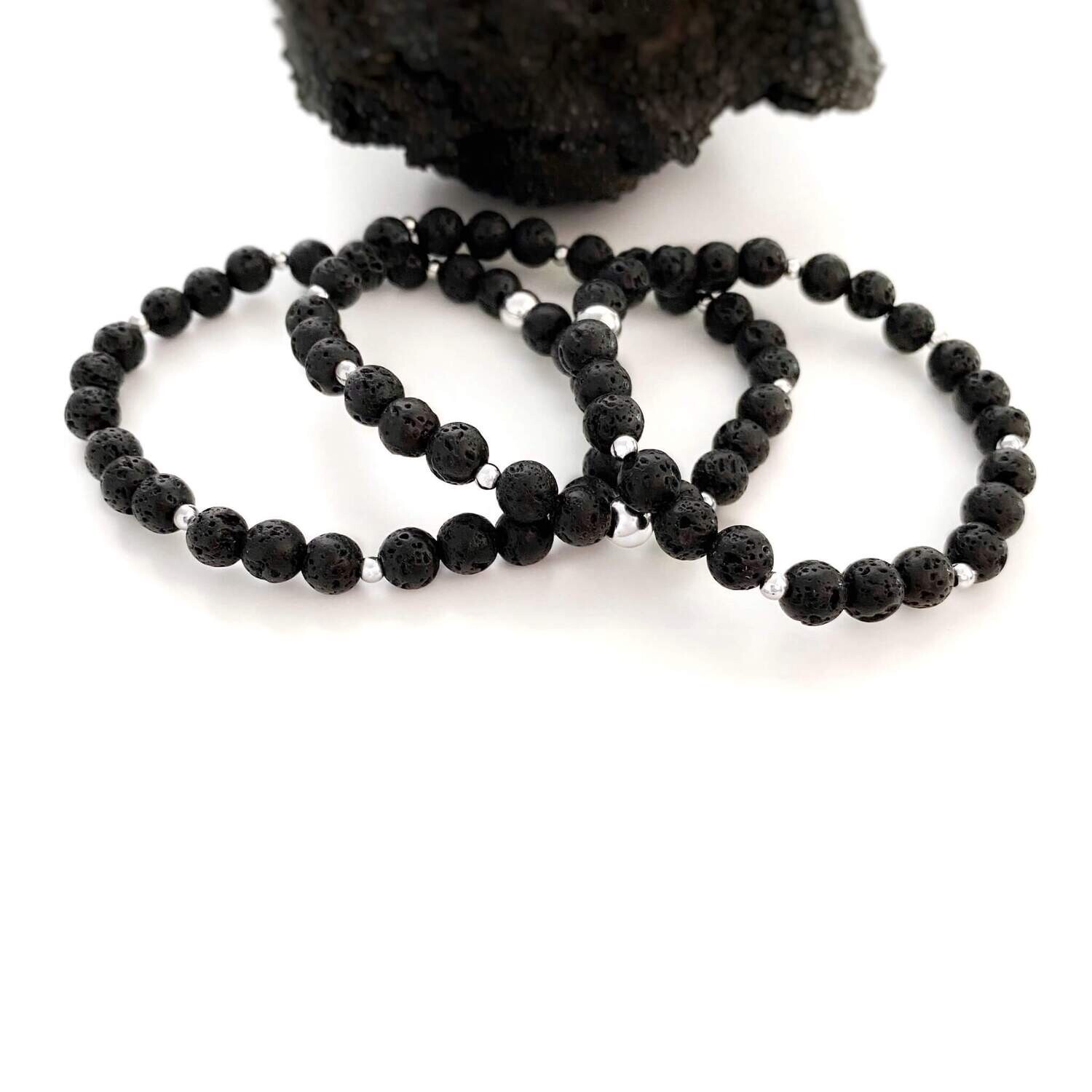 Charm Armband - schwarze Lava