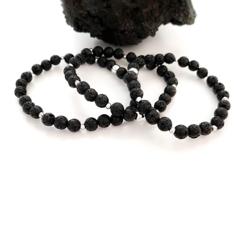 Charm Armband - schwarze Lava