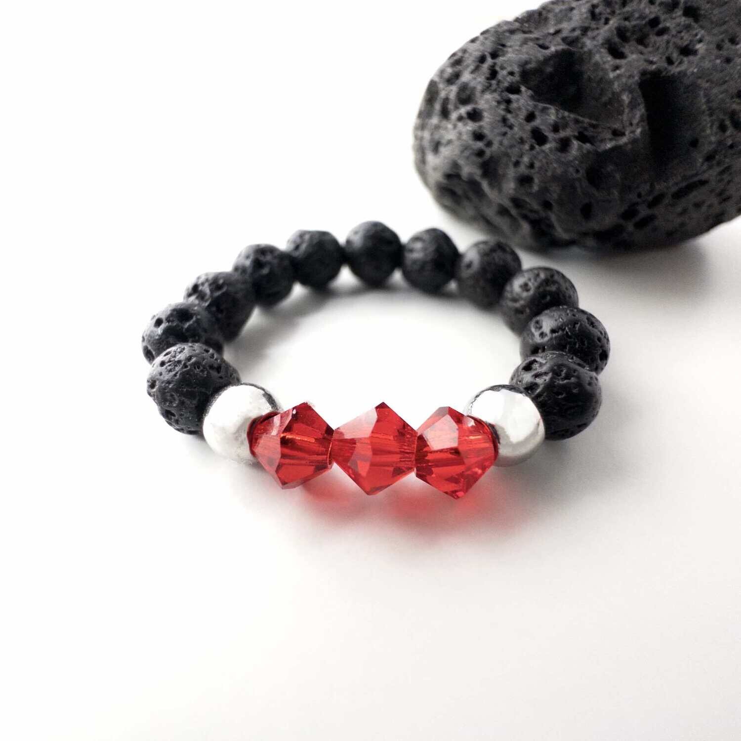 Roter Hibiskus Lava Ring