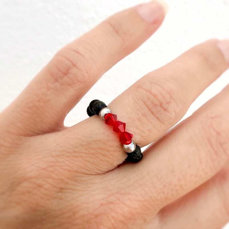 Roter Hibiskus Lava Ring