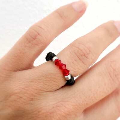 Roter Hibiskus Lava Ring
