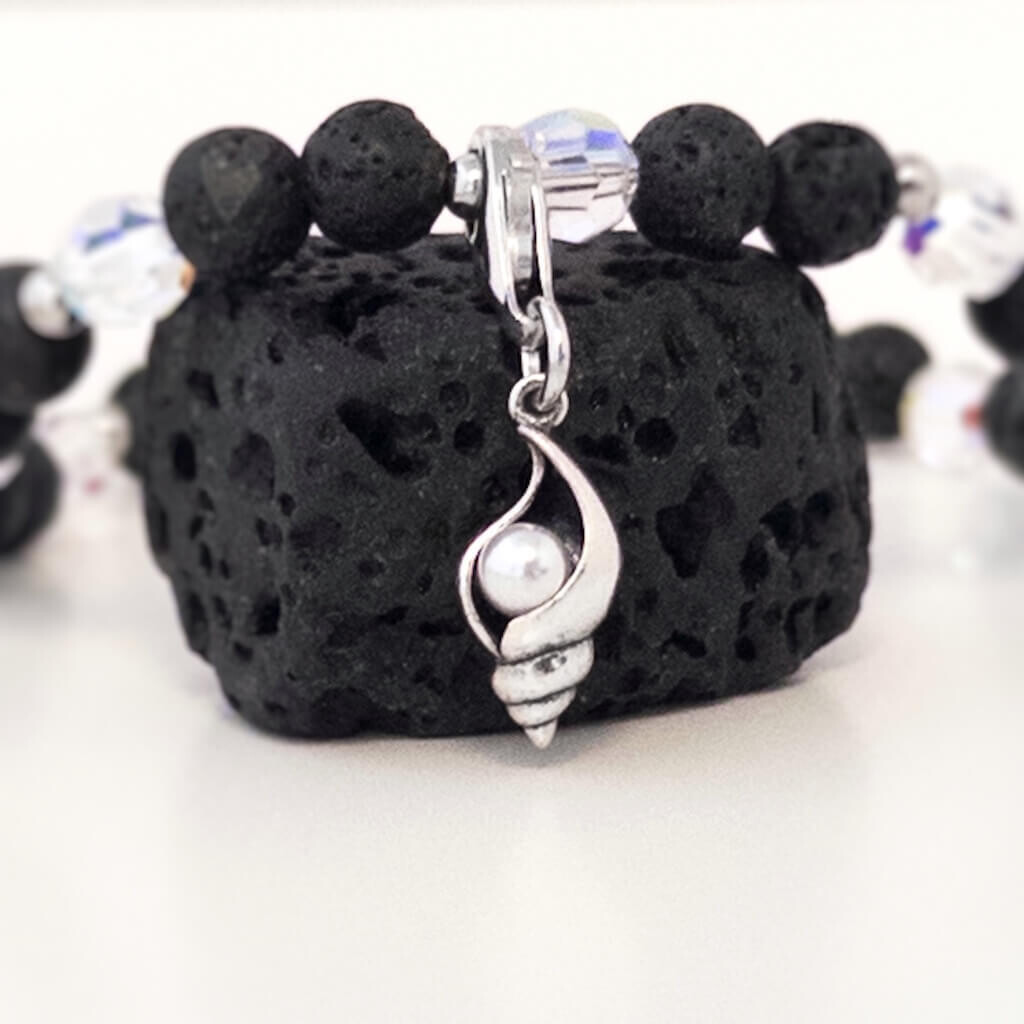 Perlen Muschel Charm - silber