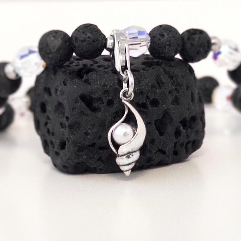 Perlen Muschel Charm - silber