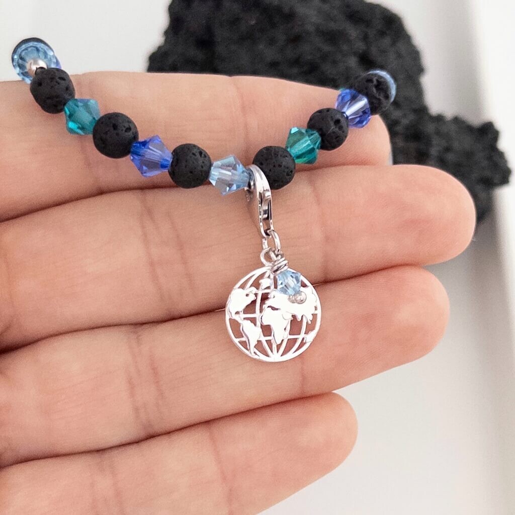 Welt Charm - silber