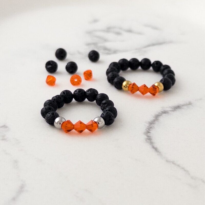 Orange Kristalle + Lava Ring