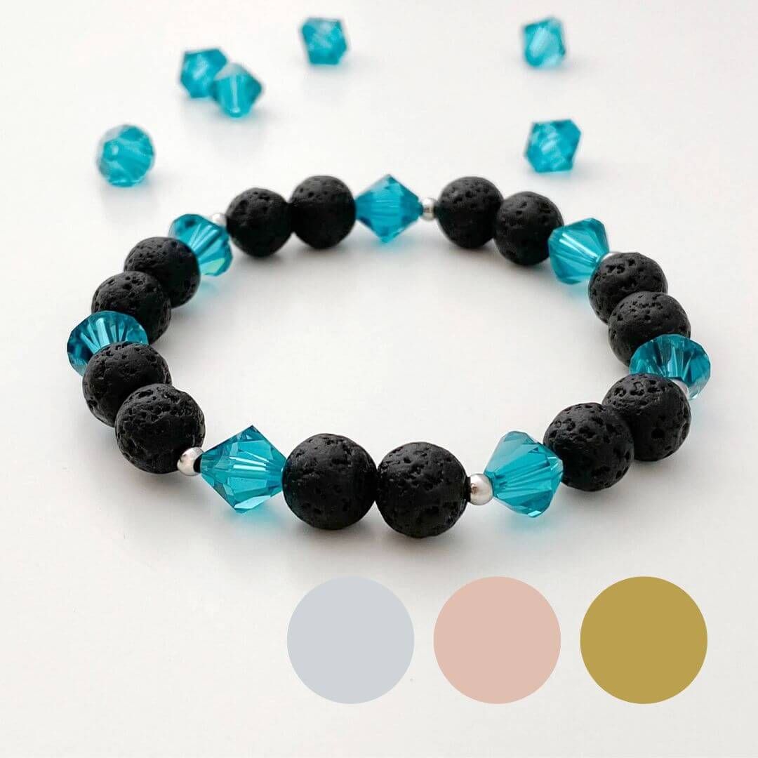Türkis XL Kristall + Lava - Charm Armband