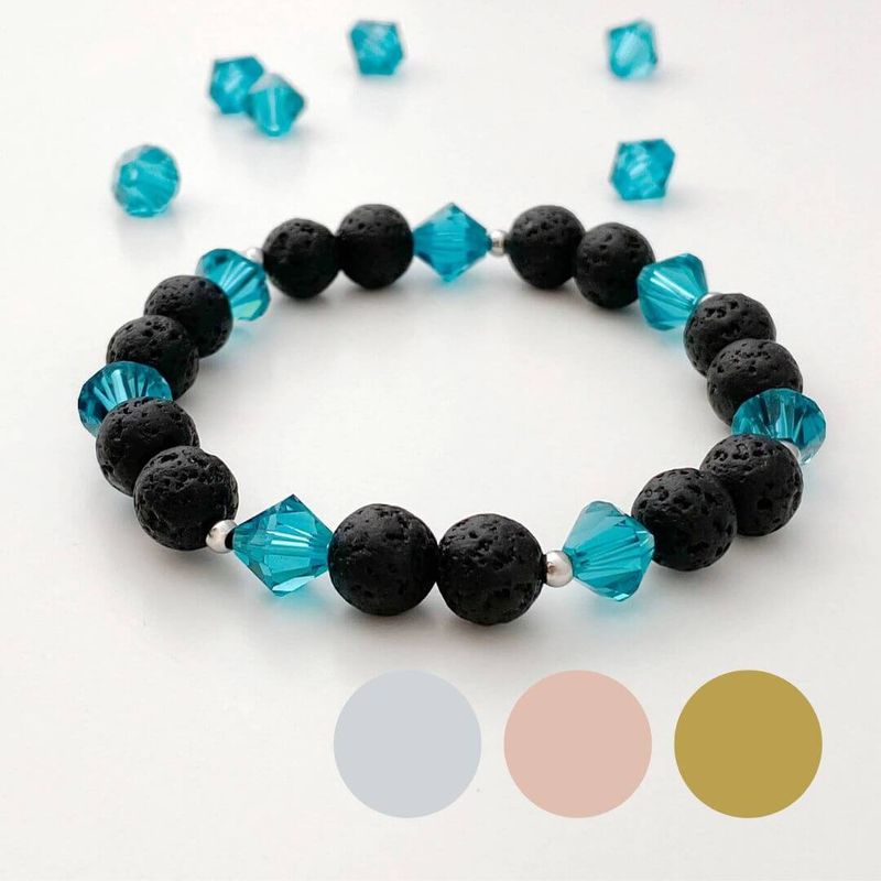 Türkis XL Kristall + Lava - Charm Armband