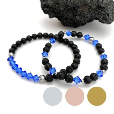 Blau Kristall + Lava - Armband Set