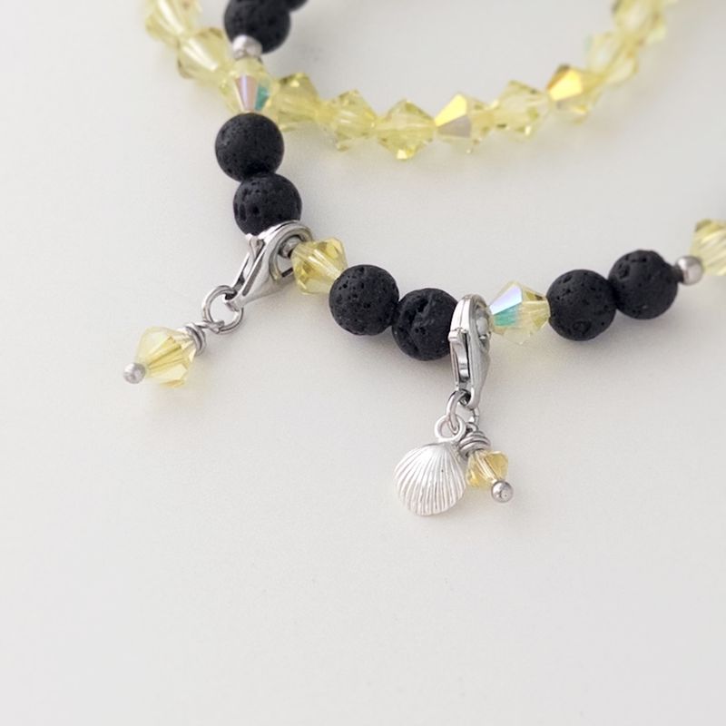 Muschel Kristall Charm Set - silber